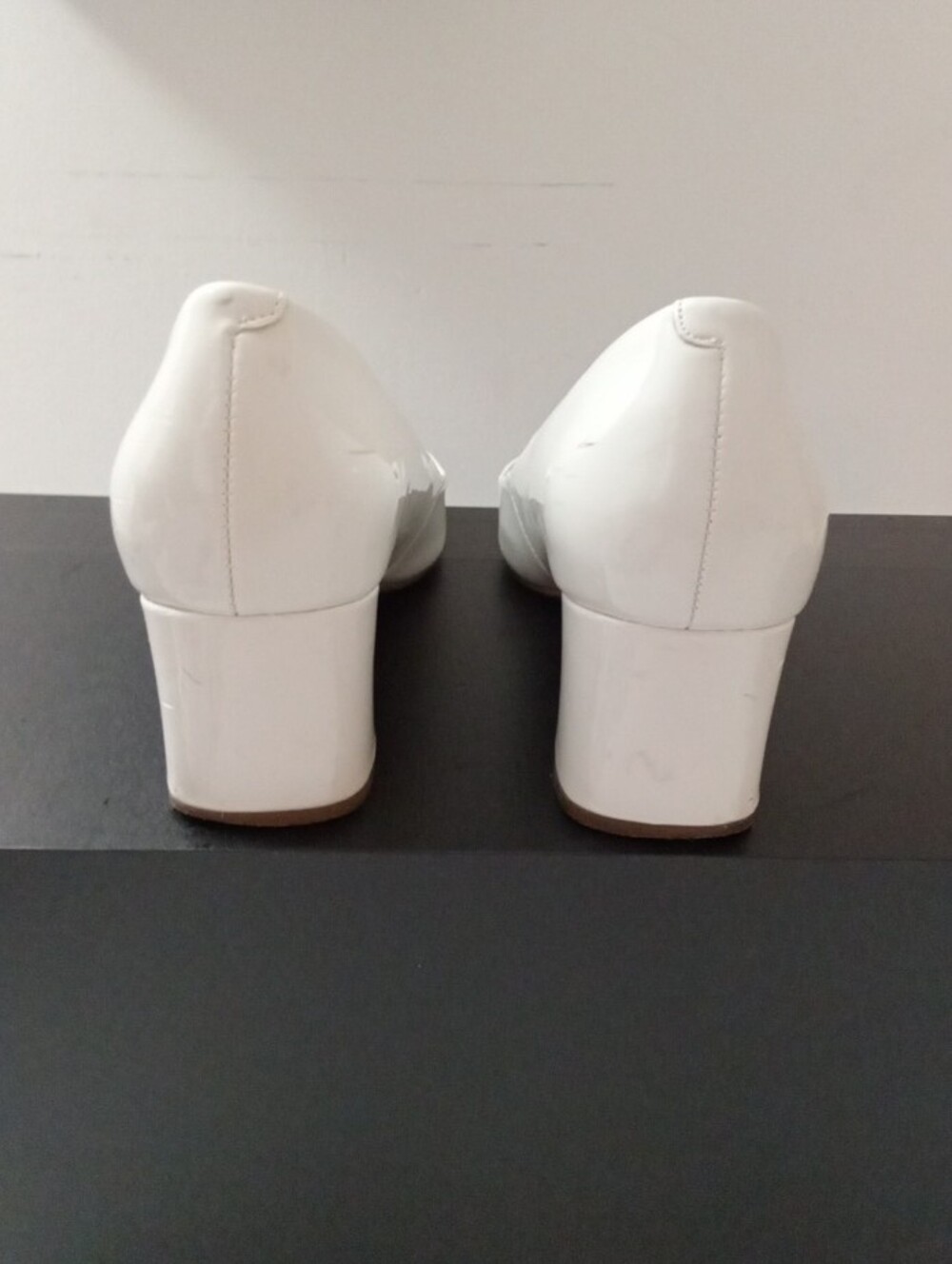 Calvin Klein "Alanta" Ivory Square-Toe Pumps Block Heel Size 7 1/2 - Picture 4 of 11
